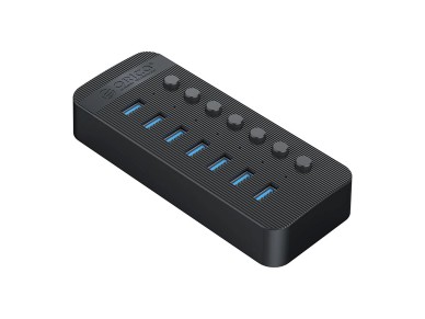 Hub USB-A 3.0 Orico CT2U3-7AB com 7 portas e interruptores - Preto