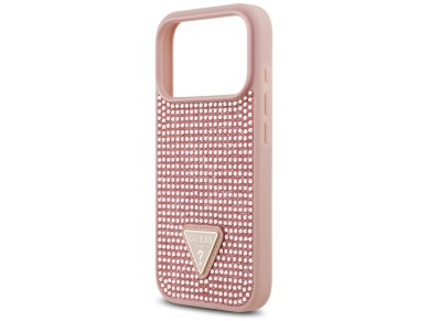 Guess Rhinestone Triangle Logo iPhone 17 Pro Case - Pink