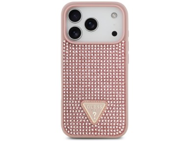 Guess Rhinestone Triangle Logo iPhone 17 Pro Case - Pink
