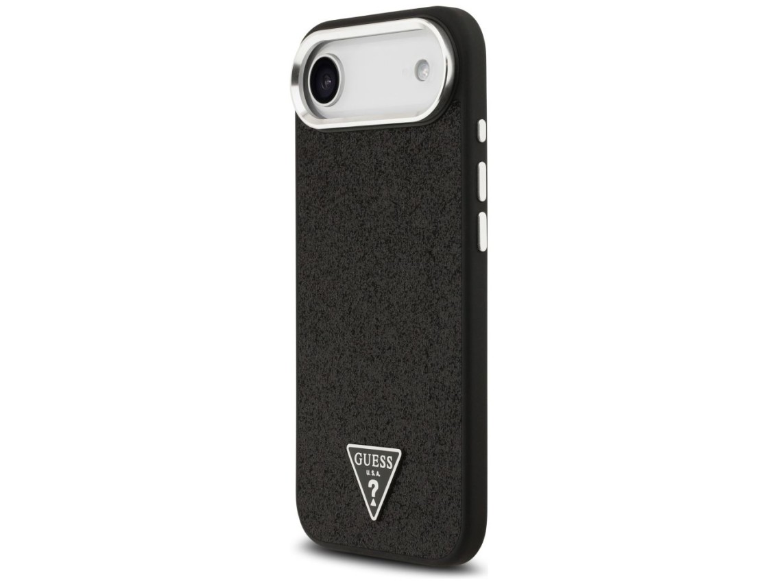 Capa MagSafe com Logo Triangular Glitter da Guess para iPhone 17 Air - Preta