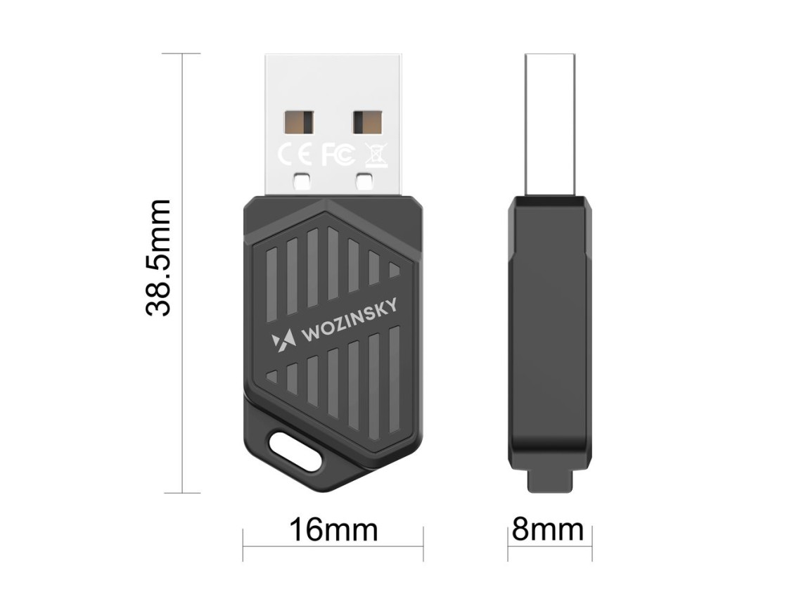 Adaptador USB Wi-Fi 6 de banda dupla Wozinsky WAX-900 com Bluetooth 5.4 - Preto