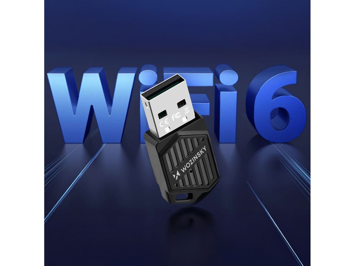 Adaptador USB Wi-Fi 6 de banda dupla Wozinsky WAX-900 com Bluetooth 5.4 - Preto