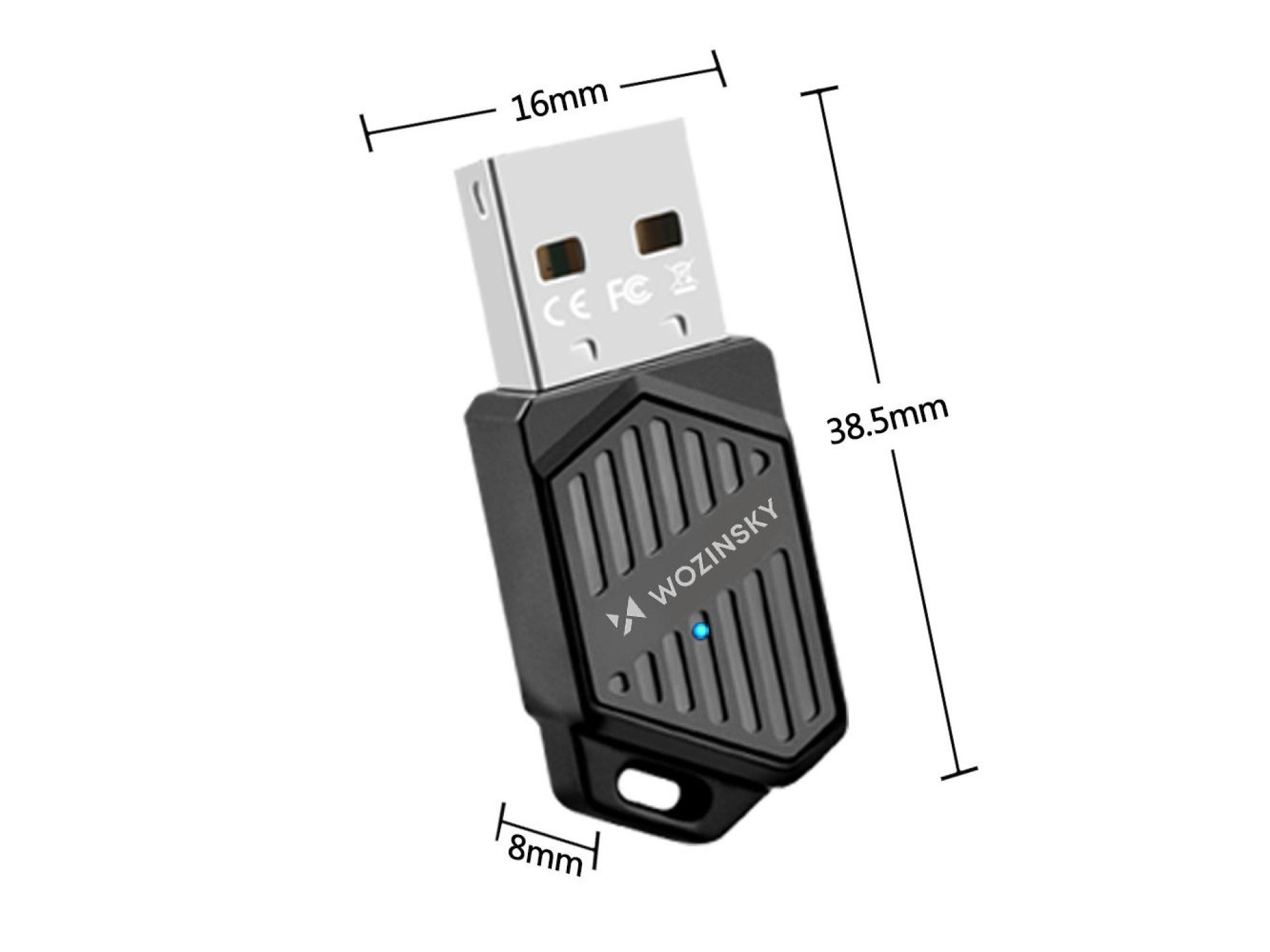 Adaptador USB Wi-Fi 6 de doble banda Wozinsky WAX-900 con Bluetooth 5.4 - Negro