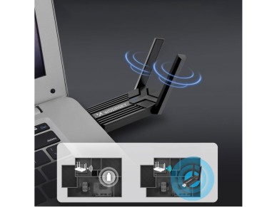 Adaptador USB 3.0 Wi-Fi 6 de banda dupla Wozinsky WAX-1800 - Preto