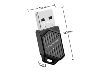 Adaptador USB Wi-Fi 6 de banda dupla Wozinsky WAX-900 com Bluetooth 5.4 - Preto