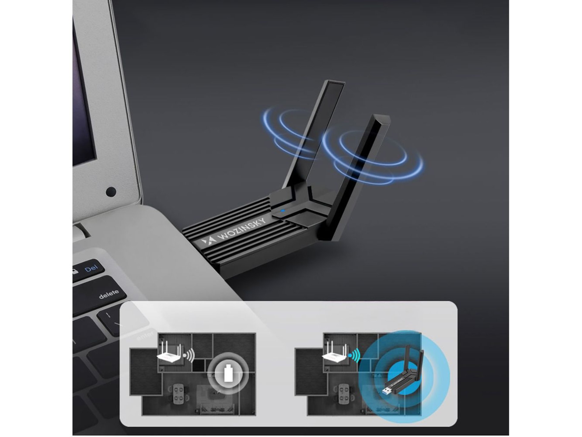 Wozinsky WAX-1800 Dual-Band Wireless USB 3.0 WiFi 6 Adapter - Black