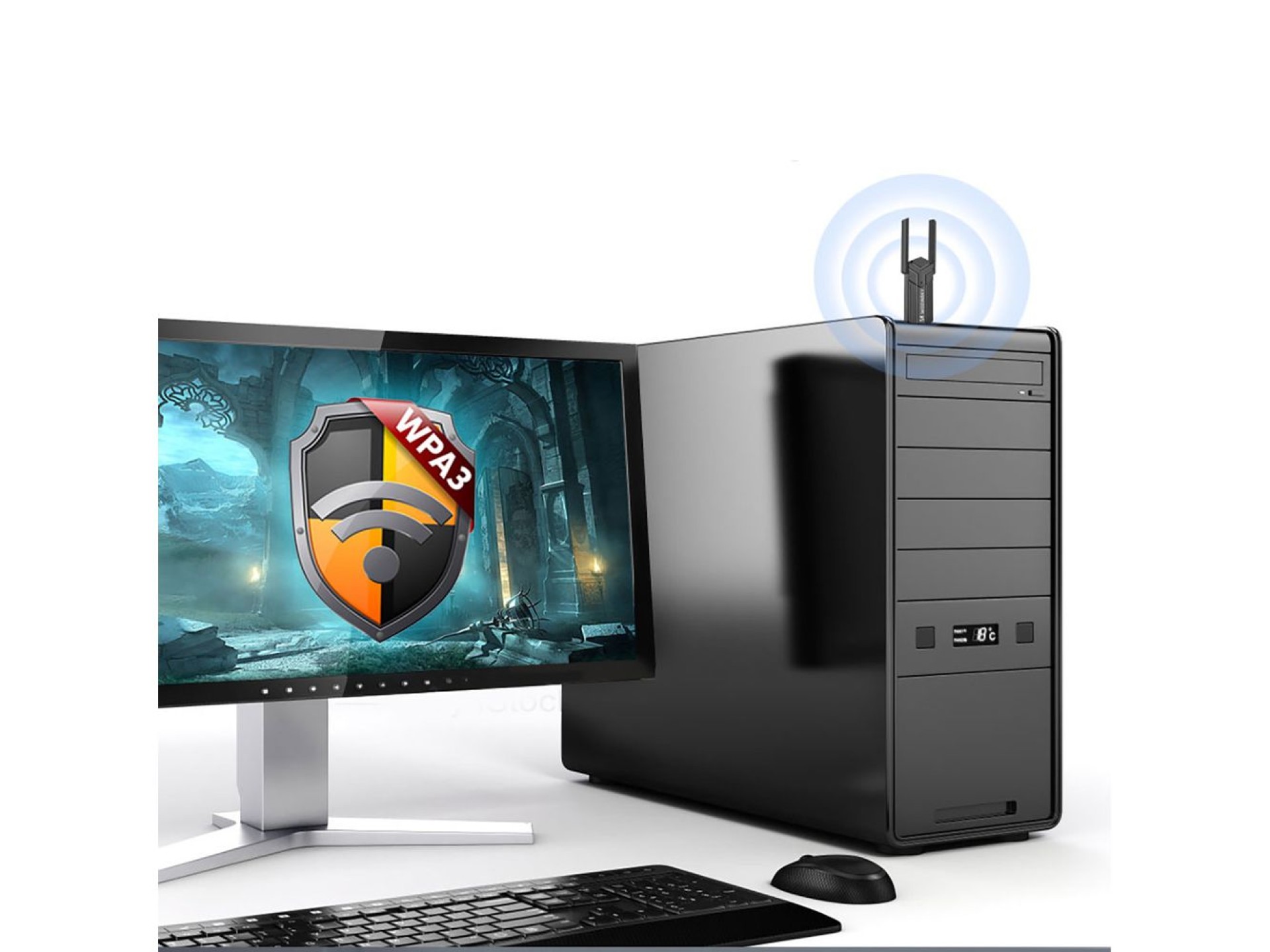 Adaptador inalámbrico USB 3.0 WiFi 6 de doble banda Wozinsky WAX-1800 - Negro