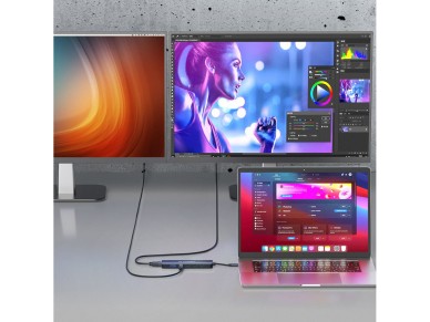 USB-C 6 in 1 Hub Wozinsky WHBC10Y4S Multifunctional, Aluminum, with 25 cm Cable - Gray USB-C 6 in 1 Hub Wozinsky WHBC10Y4S Multifunctional, Aluminum, with 25 cm Cable - Gray