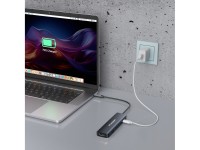 Hub USB-C 6 em 1 Wozinsky WHBC10Y4S multifuncional, em alum�nio, com cabo de 25 cm - Cinza
