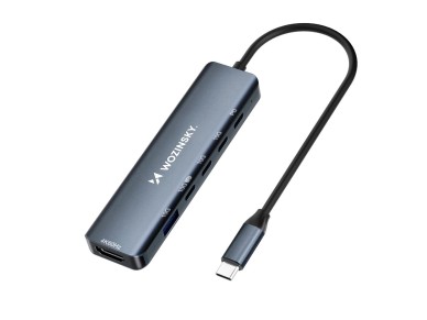 USB-C 6 in 1 Hub Wozinsky WHBC10Y4S Multifunctional, Aluminum, with 25 cm Cable - Gray USB-C 6 in 1 Hub Wozinsky WHBC10Y4S Multifunctional, Aluminum, with 25 cm Cable - Gray