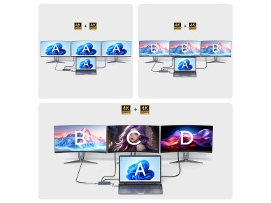 USB-C Hub 14 in 1 Wozinsky WDS03Y5S Multifunctional, Aluminum, for 3 Monitors, with 15 cm Cable - Gr USB-C Hub 14 in 1 Wozinsky WDS03Y5S Multifunctional, Aluminum, for 3 Monitors, with 15 cm Cable - Gr