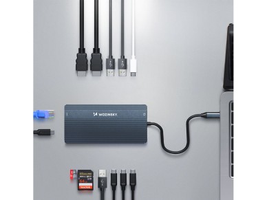 USB-C Hub 14 in 1 Wozinsky WDS03Y5S Multifunctional, Aluminum, for 3 Monitors, with 15 cm Cable - Gr USB-C Hub 14 in 1 Wozinsky WDS03Y5S Multifunctional, Aluminum, for 3 Monitors, with 15 cm Cable - Gr
