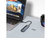 Hub USB-A Wozinsky WHS080YSS 4 x USB-A 3.0 con interruptores individuales, aluminio, con cable de 30 Hub USB-A Wozinsky WHS080YSS 4 x USB-A 3.0 con interruptores individuales, aluminio, con cable de 30