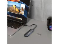 Hub USB-A Wozinsky WHS080YSS 4 x USB-A 3.0 con interruptores individuales, aluminio, con cable de 30 Hub USB-A Wozinsky WHS080YSS 4 x USB-A 3.0 con interruptores individuales, aluminio, con cable de 30