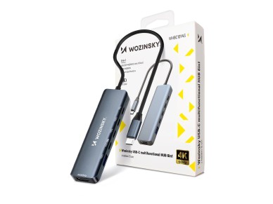 USB-C 6 in 1 Hub Wozinsky WHBC10Y4S Multifunctional, Aluminum, with 25 cm Cable - Gray USB-C 6 in 1 Hub Wozinsky WHBC10Y4S Multifunctional, Aluminum, with 25 cm Cable - Gray