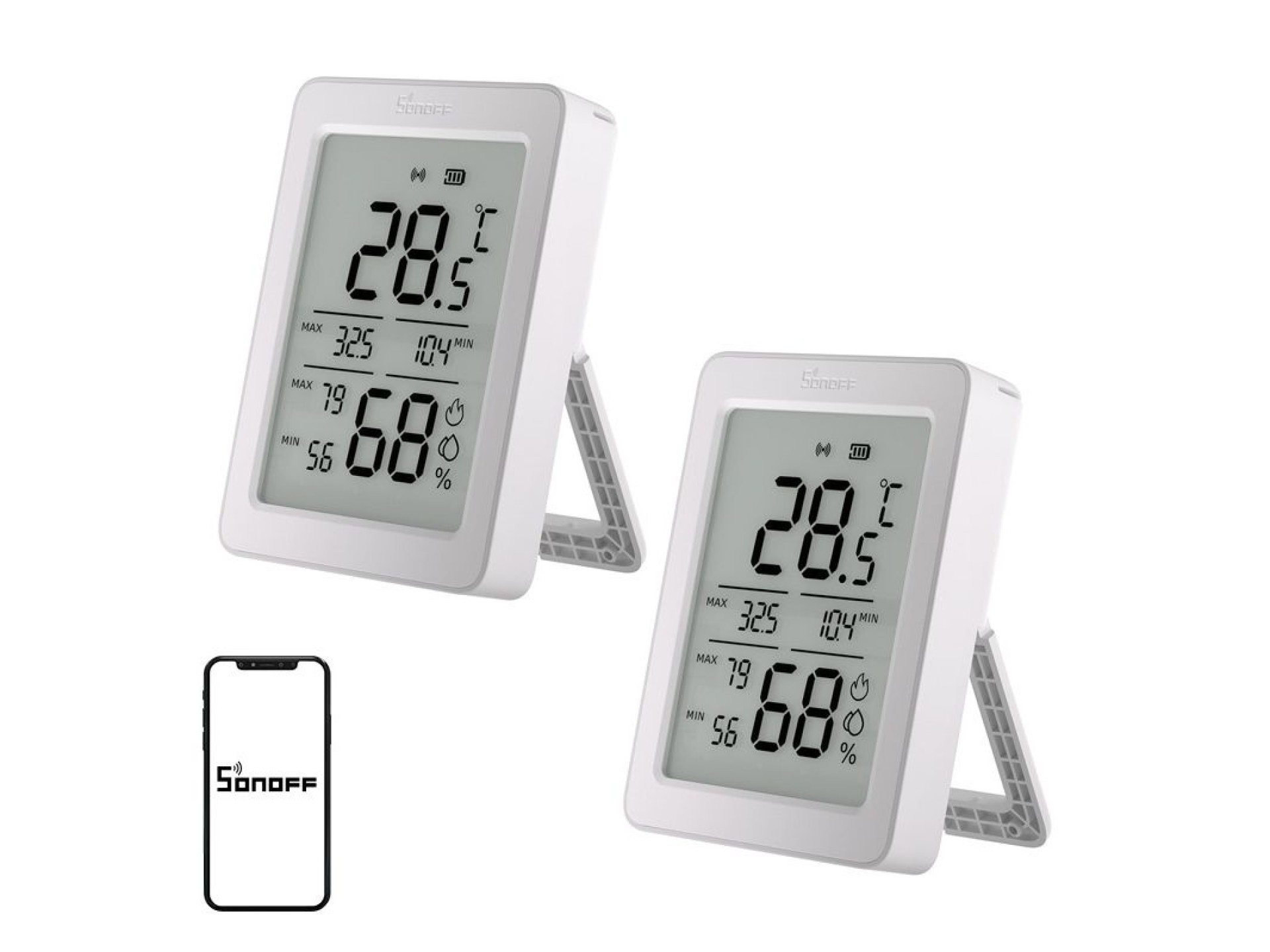 Sensor de temperatura e umidade SONOFF ZigBee SNZB-02DR2, pacote com 2 unidades