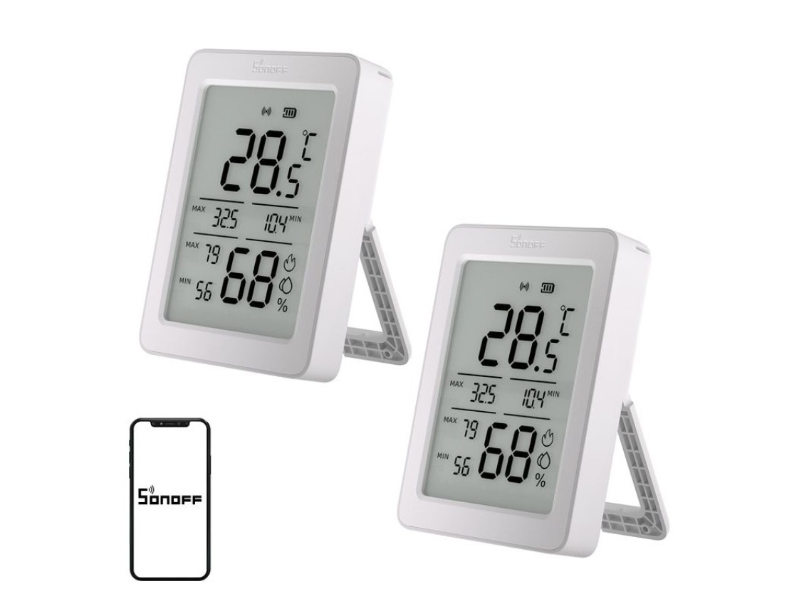 Sensor de temperatura e umidade SONOFF ZigBee SNZB-02DR2, pacote com 2 unidades