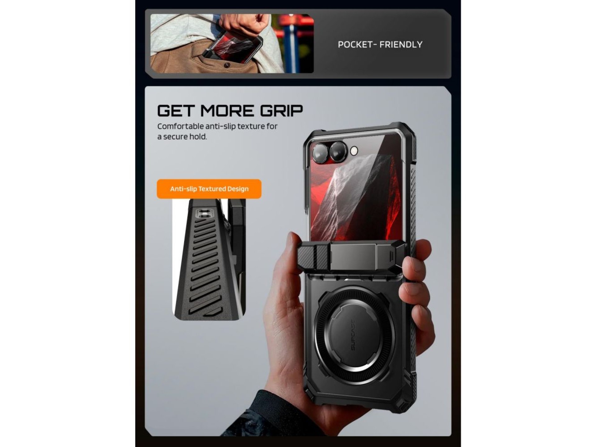Capa Supcase UB Grip Mag MagSafe para Samsung Galaxy Z Flip 8 - Preta