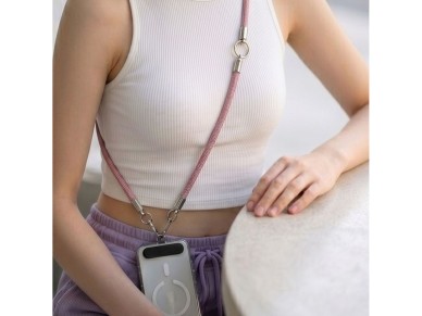 Tech-Protect C10S Crossbody Phone Lanyard (114 cm) + Wrist Strap (31 cm) - Pink Titanium Tech-Protect C10S Crossbody Phone Lanyard (114 cm) + Wrist Strap (31 cm) - Pink Titanium