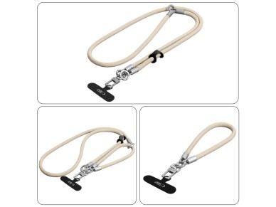 Tech-Protect C10S Crossbody Phone Lanyard (114 cm) + Wrist Strap (31 cm) - Beige Titanium