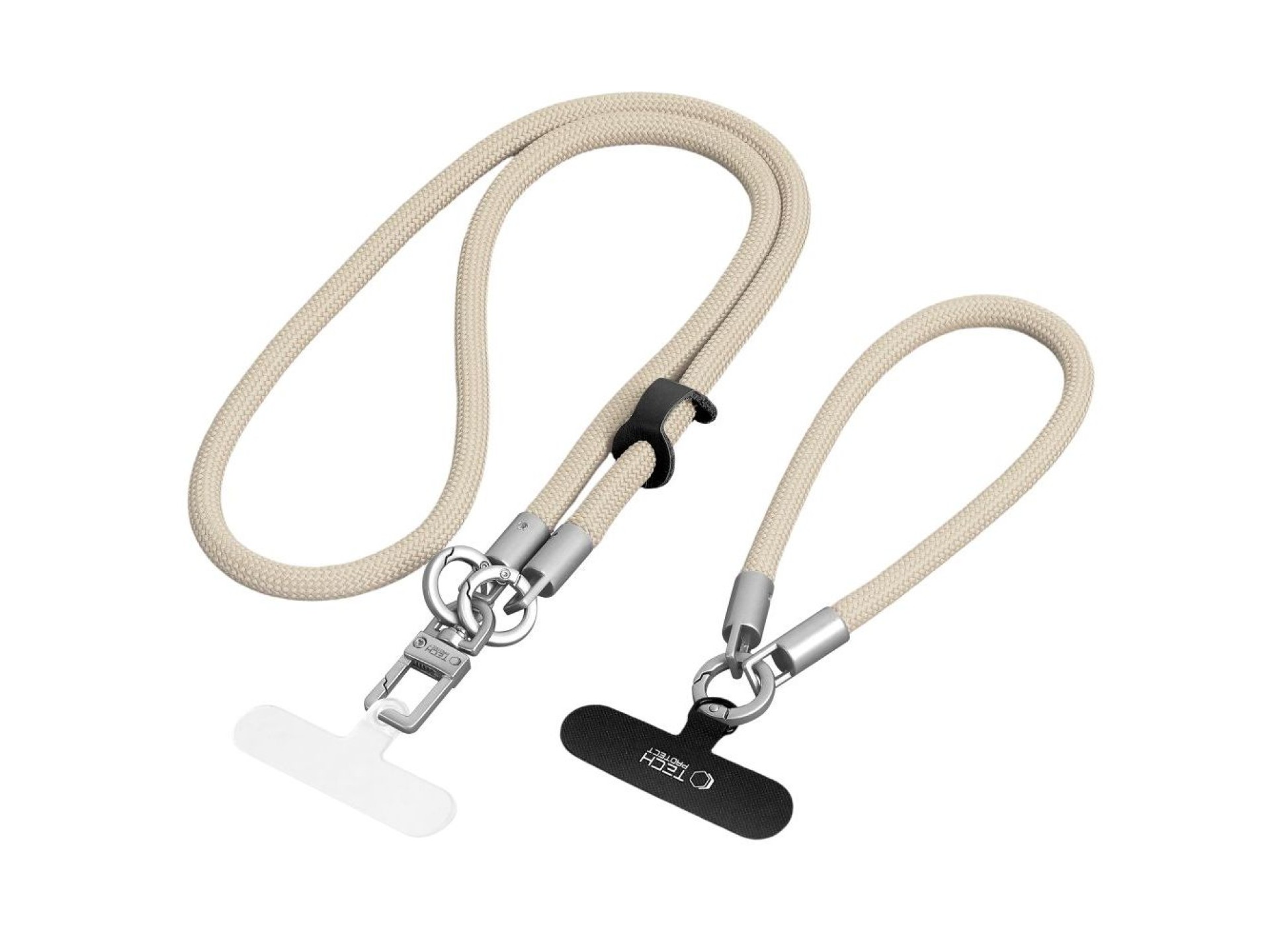 Cordón cruzado para teléfono Tech-Protect C10S (114 cm) + Correa de muñeca (31 cm) - Titanio beige