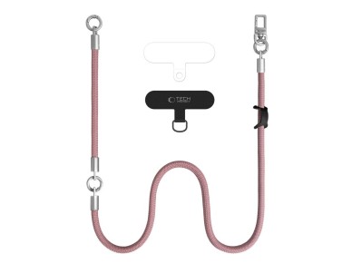 Tech-Protect C10S Crossbody Phone Lanyard (114 cm) + Wrist Strap (31 cm) - Pink Titanium Tech-Protect C10S Crossbody Phone Lanyard (114 cm) + Wrist Strap (31 cm) - Pink Titanium