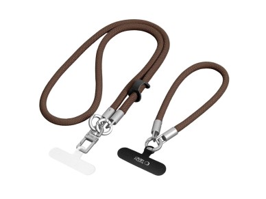 Tech-Protect C10S Crossbody phone lanyard (114 cm) + wrist strap (31 cm) - brown-titanium Tech-Protect C10S Crossbody phone lanyard (114 cm) + wrist strap (31 cm) - brown-titanium