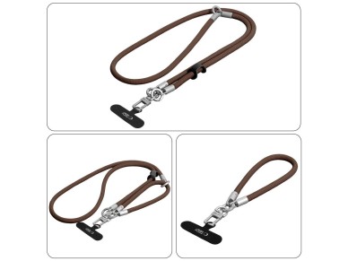 Tech-Protect C10S Crossbody phone lanyard (114 cm) + wrist strap (31 cm) - brown-titanium Tech-Protect C10S Crossbody phone lanyard (114 cm) + wrist strap (31 cm) - brown-titanium