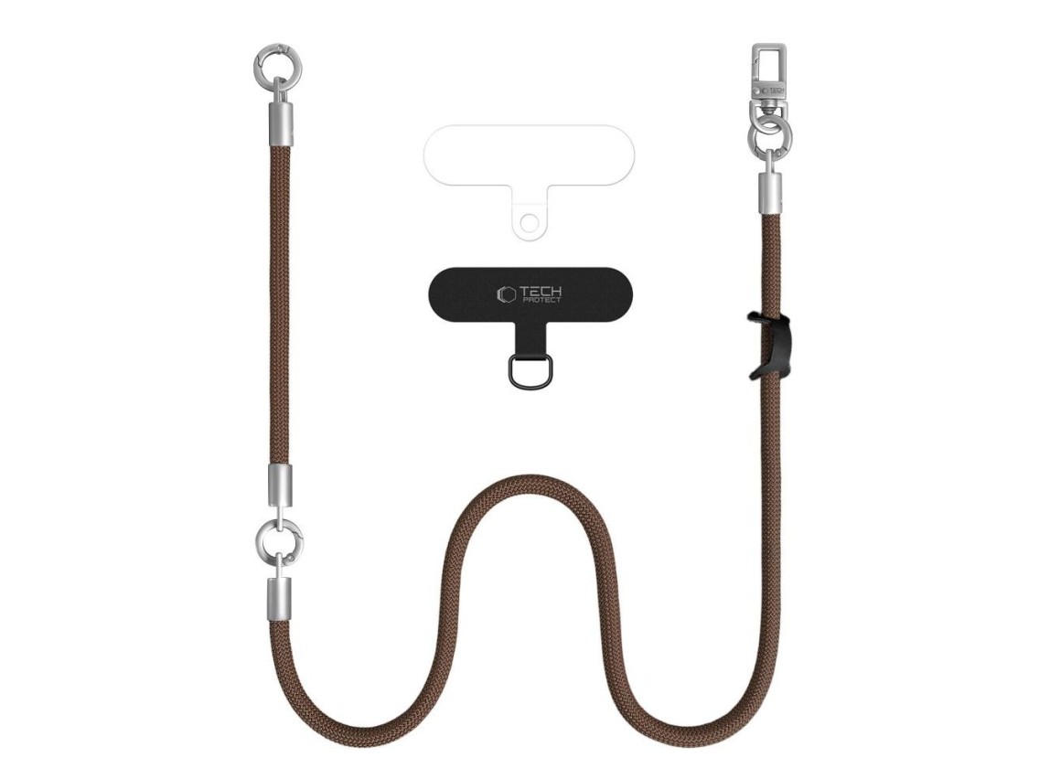 Cordón cruzado para teléfono Tech-Protect C10S (114 cm) + correa para la muñeca (31 cm) - marrón tit