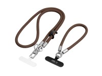Cordón cruzado para teléfono Tech-Protect C10S (114 cm) + correa para la muñeca (31 cm) - marrón tit Cordón cruzado para teléfono Tech-Protect C10S (114 cm) + correa para la muñeca (31 cm) - marrón tit