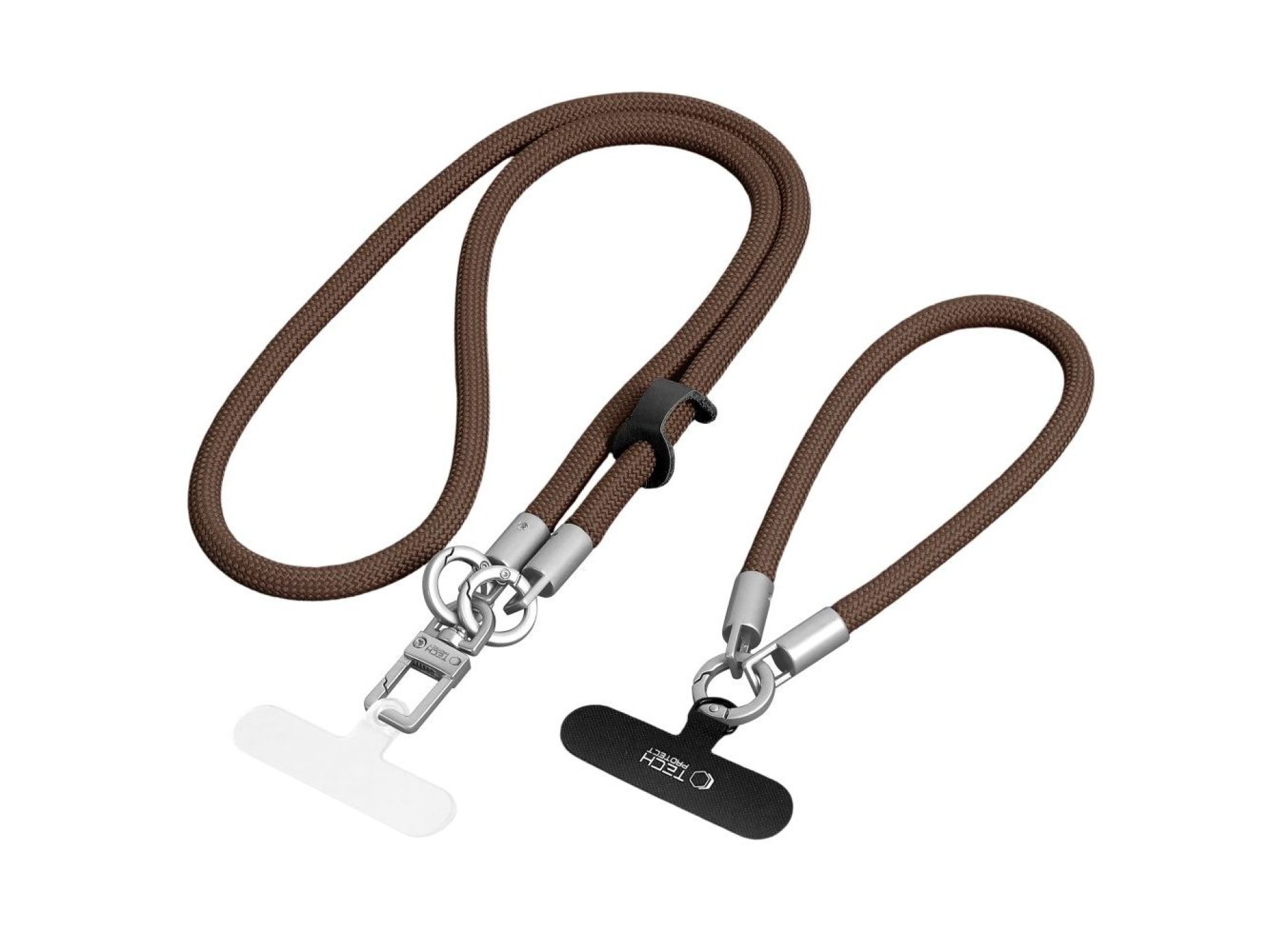 Cordão transversal para celular Tech-Protect C10S (114 cm) + alça de pulso (31 cm) - marrom-titânio