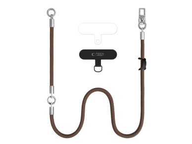 Tech-Protect C10S Crossbody phone lanyard (114 cm) + wrist strap (31 cm) - brown-titanium Tech-Protect C10S Crossbody phone lanyard (114 cm) + wrist strap (31 cm) - brown-titanium