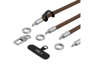 Tech-Protect C10S Crossbody phone lanyard (114 cm) + wrist strap (31 cm) - brown-titanium Tech-Protect C10S Crossbody phone lanyard (114 cm) + wrist strap (31 cm) - brown-titanium