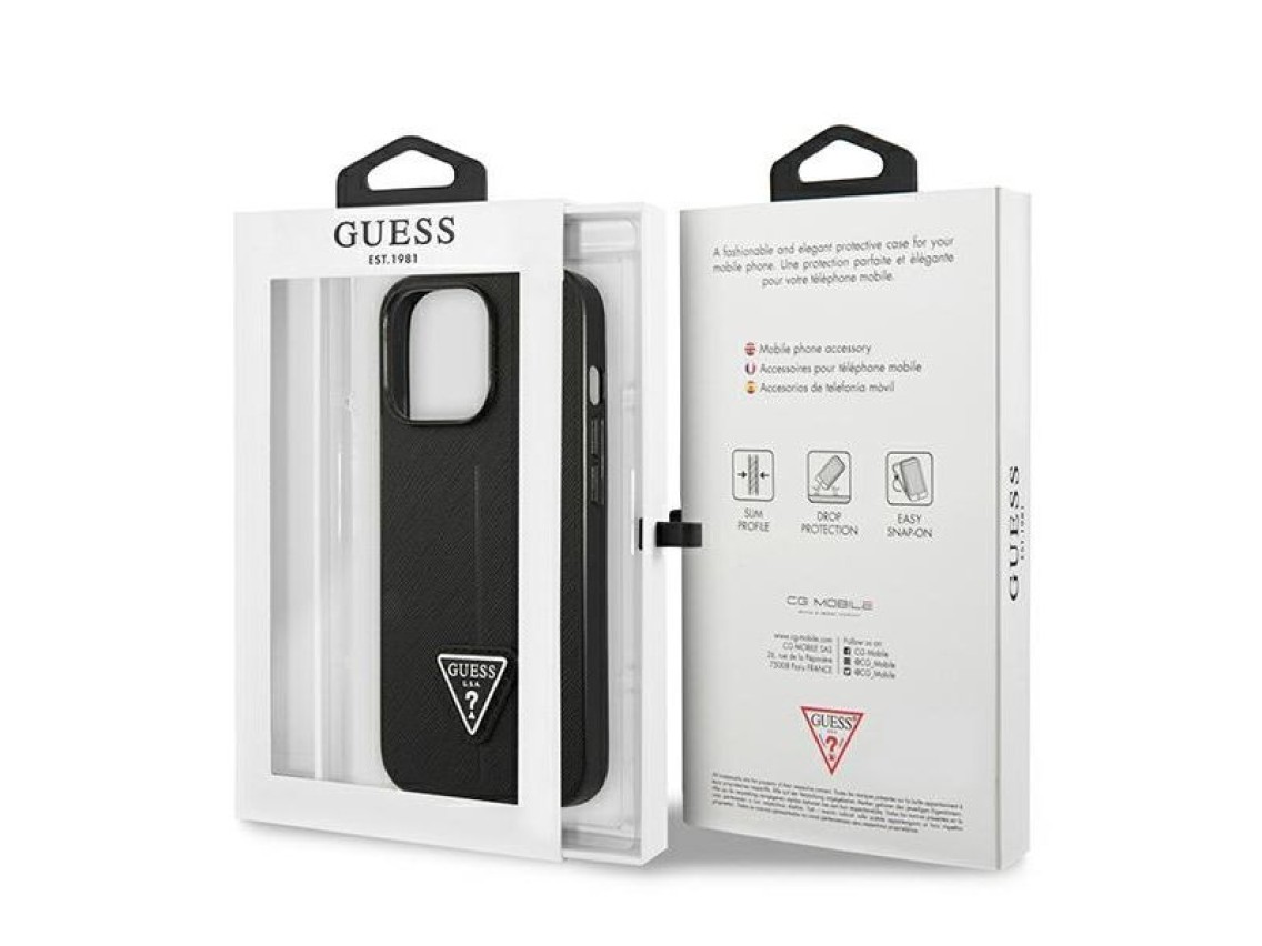 Guess GUHCP14LPSATLK iPhone 14 Pro 6.1" black/black hardcase SaffianoTriangle Logo
