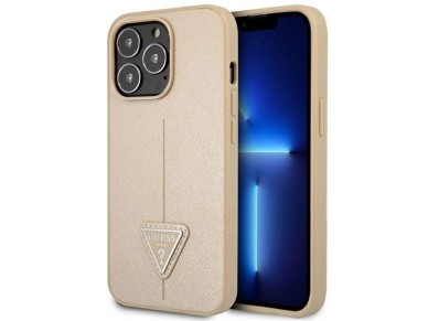 Guess GUHCP14LPSATLE iPhone 14 Pro 6,1 "beige / beige hardcase SaffianoTriangle Logo Guess GUHCP14LPSATLE iPhone 14 Pro 6,1 "beige / beige hardcase SaffianoTriangle Logo