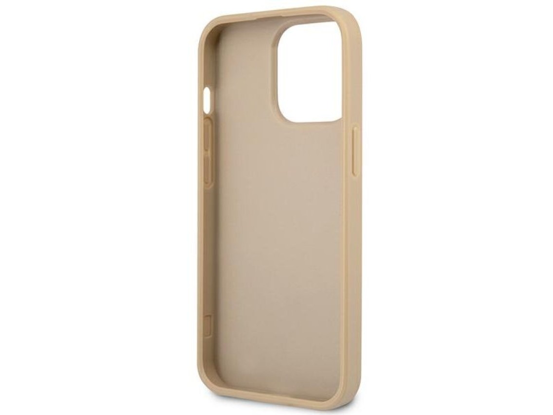 Guess GUHCP14LPSATLE iPhone 14 Pro 6,1 "bege / capa rígida bege Saffiano com logotipo triangular