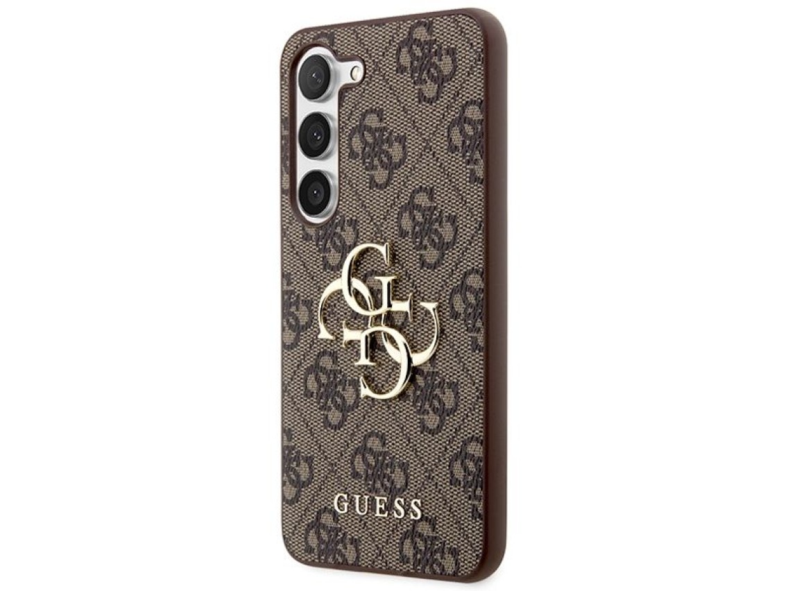 Guess GUHCS23S4GMGBR S23 S911 capa rígida marrom/marrom 4G com logotipo grande em metal