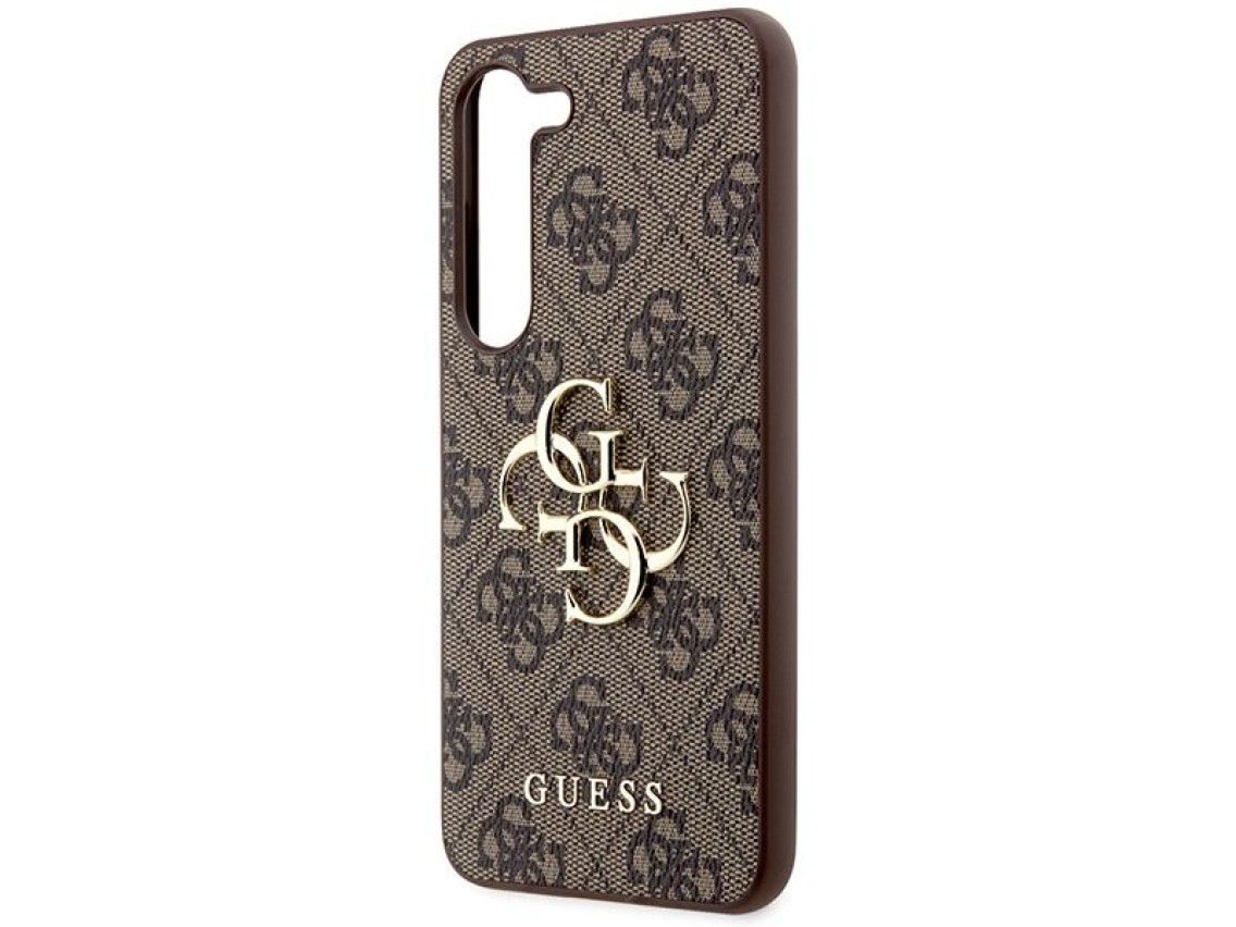 Guess GUHCS23S4GMGBR S23 S911 capa rígida marrom/marrom 4G com logotipo grande em metal