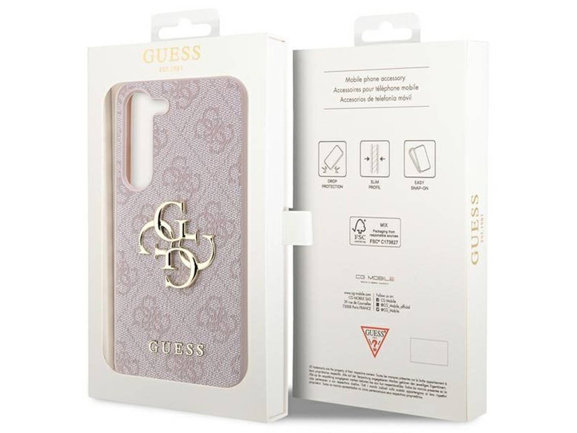 Estuche rígido Guess GUHCS23S4GMGPI S23 S911 rosa/rosa 4G con logo metálico grande