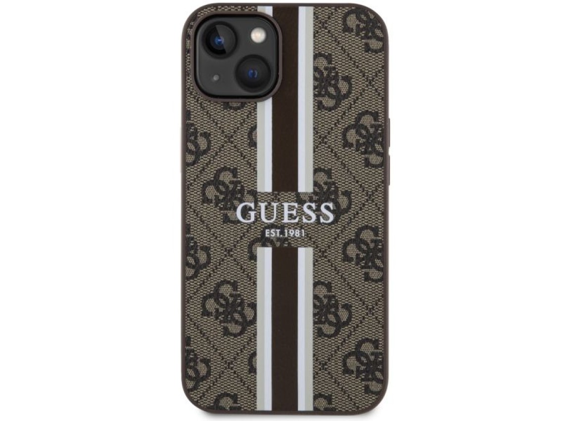 Capa rígida Guess GUHMP14MP4RPSW para iPhone 14 Plus 6.7" marrom/marrom com listras estampadas, comp