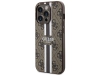 Capa rígida Guess GUHMP14LP4RPSW para iPhone 14 Pro de 6,1" marrom/marrom com listras impressas, com Capa rígida Guess GUHMP14LP4RPSW para iPhone 14 Pro de 6,1" marrom/marrom com listras impressas, com