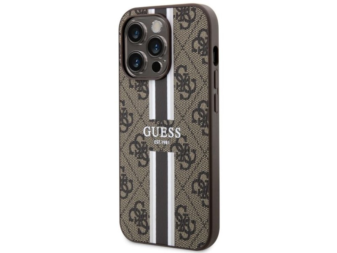 Capa rígida Guess GUHMP14XP4RPSW para iPhone 14 Pro Max 6.7" marrom/marrom com listras impressas, co