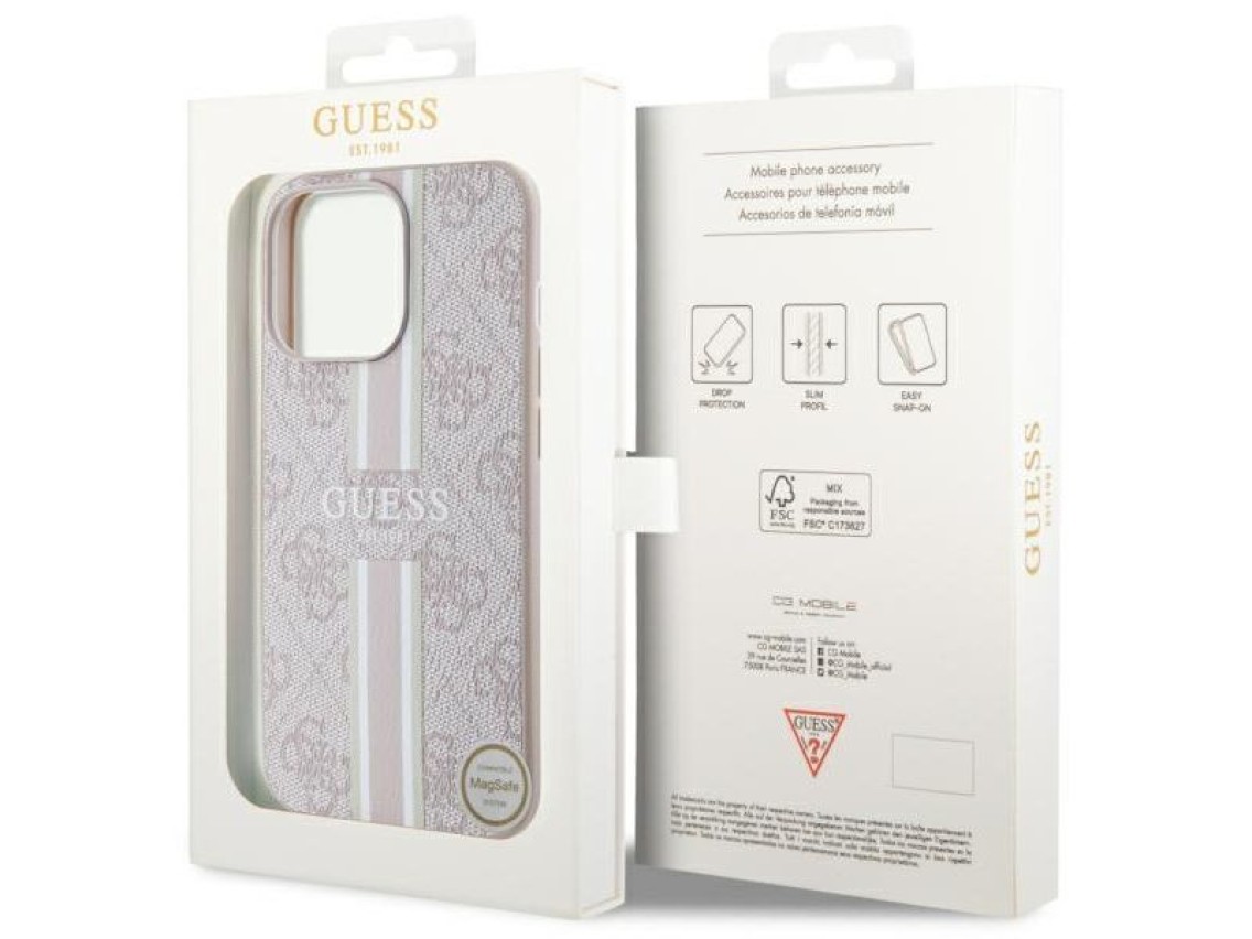 Funda r�gida Guess GUHMP13LP4RPSP para iPhone 13 Pro / 13 de 6,1" rosa/rosa, 4G, con estampado de ra