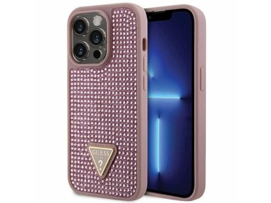 Funda r�gida Guess GUHCP14LHDGTPP para iPhone 14 Pro de 6.1" rosa/rosa con dise�o de tri�ngulo de di