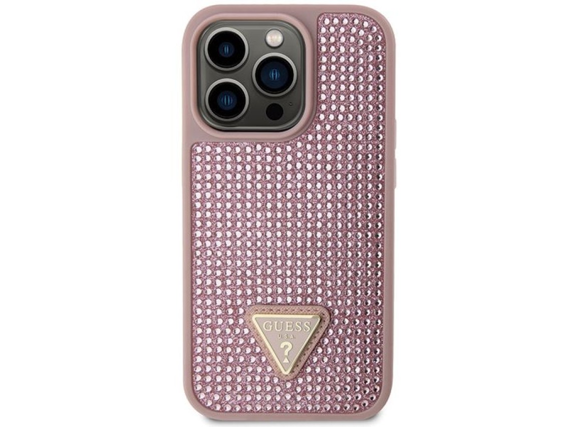 Guess GUHCP14LHDGTPP iPhone 14 Pro 6.1" pink/pink hardcase Rhinestone Triangle