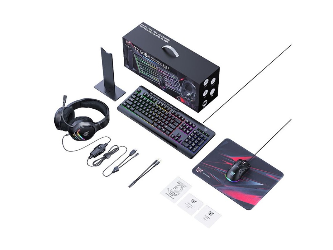 Onikuma TZ5008 5-in-1 Gaming Set: Keyboard + Mouse + Headset + Mouse Pad + Stand