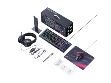 Conjunto de juegos Onikuma TZ5008 5 en 1: Teclado + Rat�n + Auriculares + Alfombrilla de rat�n + Sop