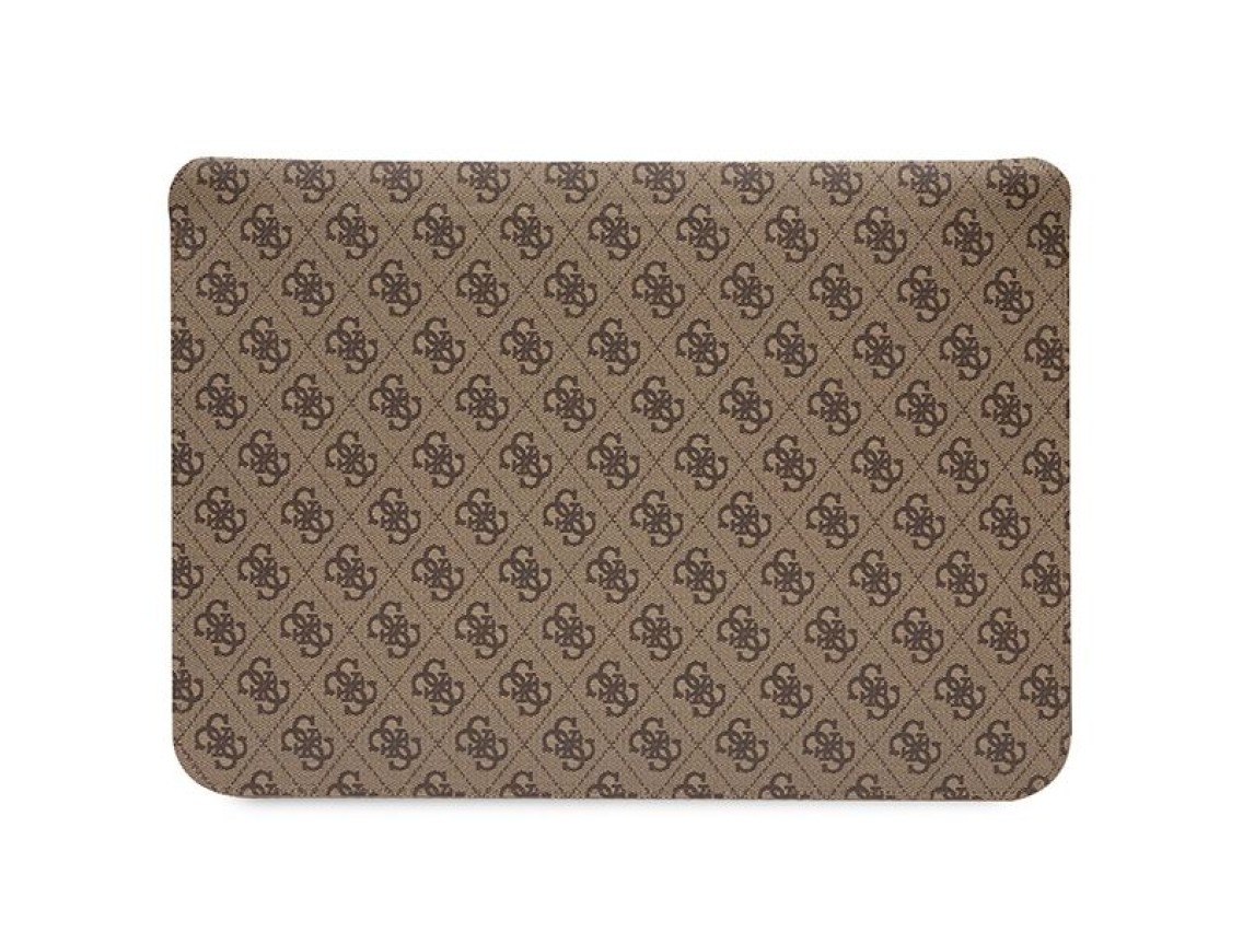Capa Guess 4G com estampa de listras para laptop de 14" - marrom