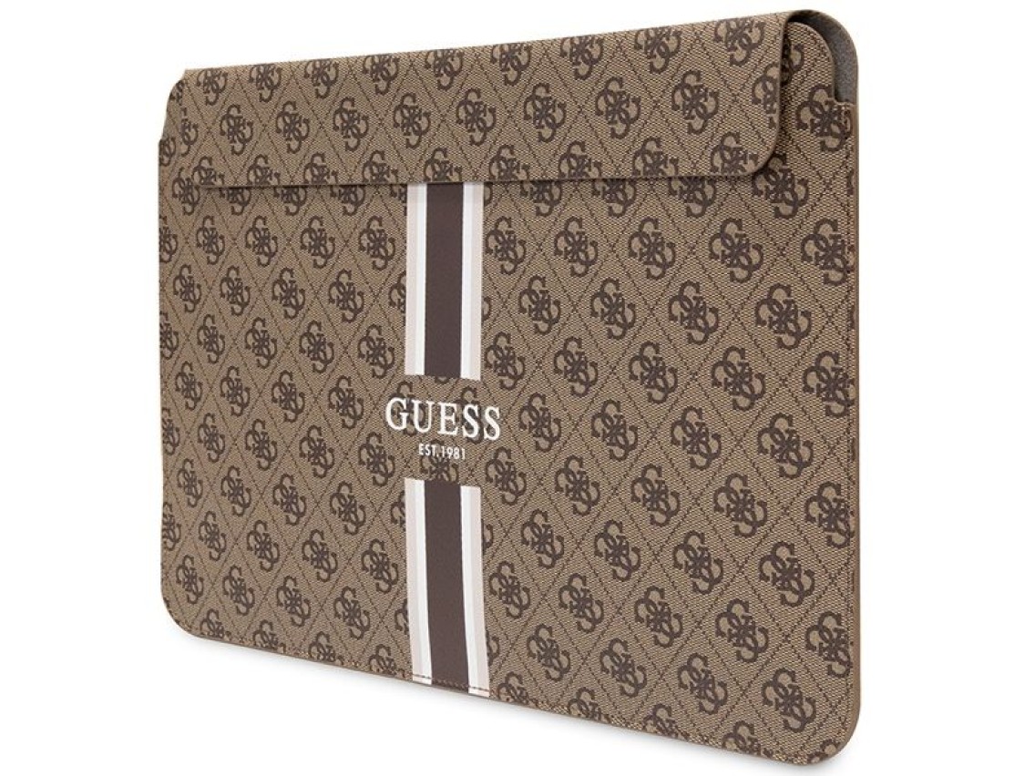 Guess 4G Printed Stripes cover for a 16" laptop - brown