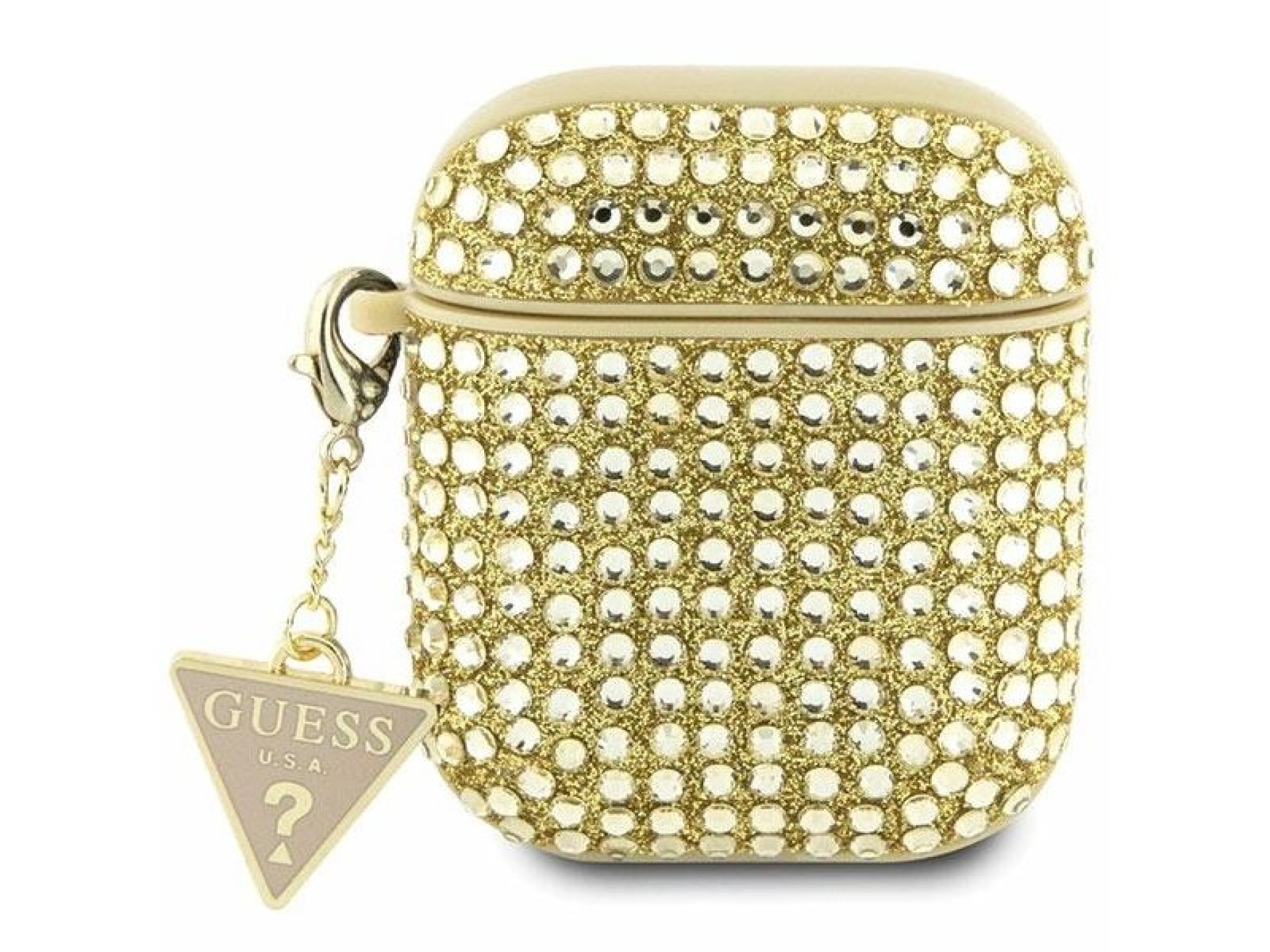 Funda Guess GUA2HDGTPD para AirPods 1/2, color oro/oro, con dije triangular de diamantes de imitació